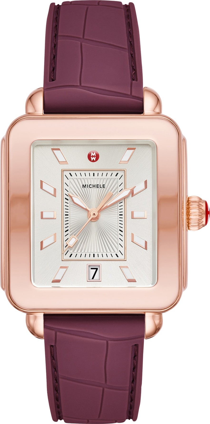 MICHELE Deco Sport Watch Head & Silicone Strap Watch, 34mm x 36mm