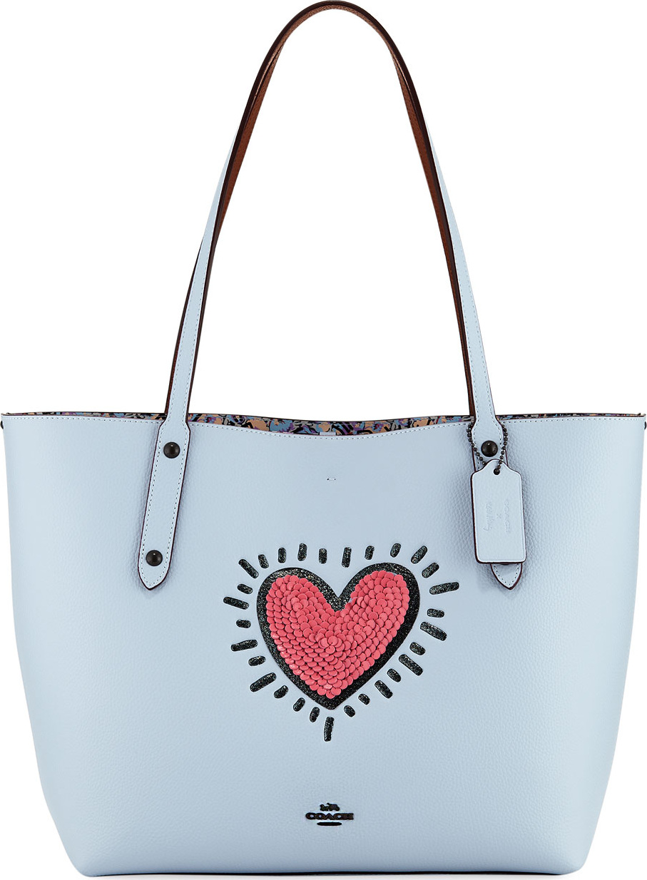 COACH 1941 x Keith Haring Sequins Heart Market Tote Bag