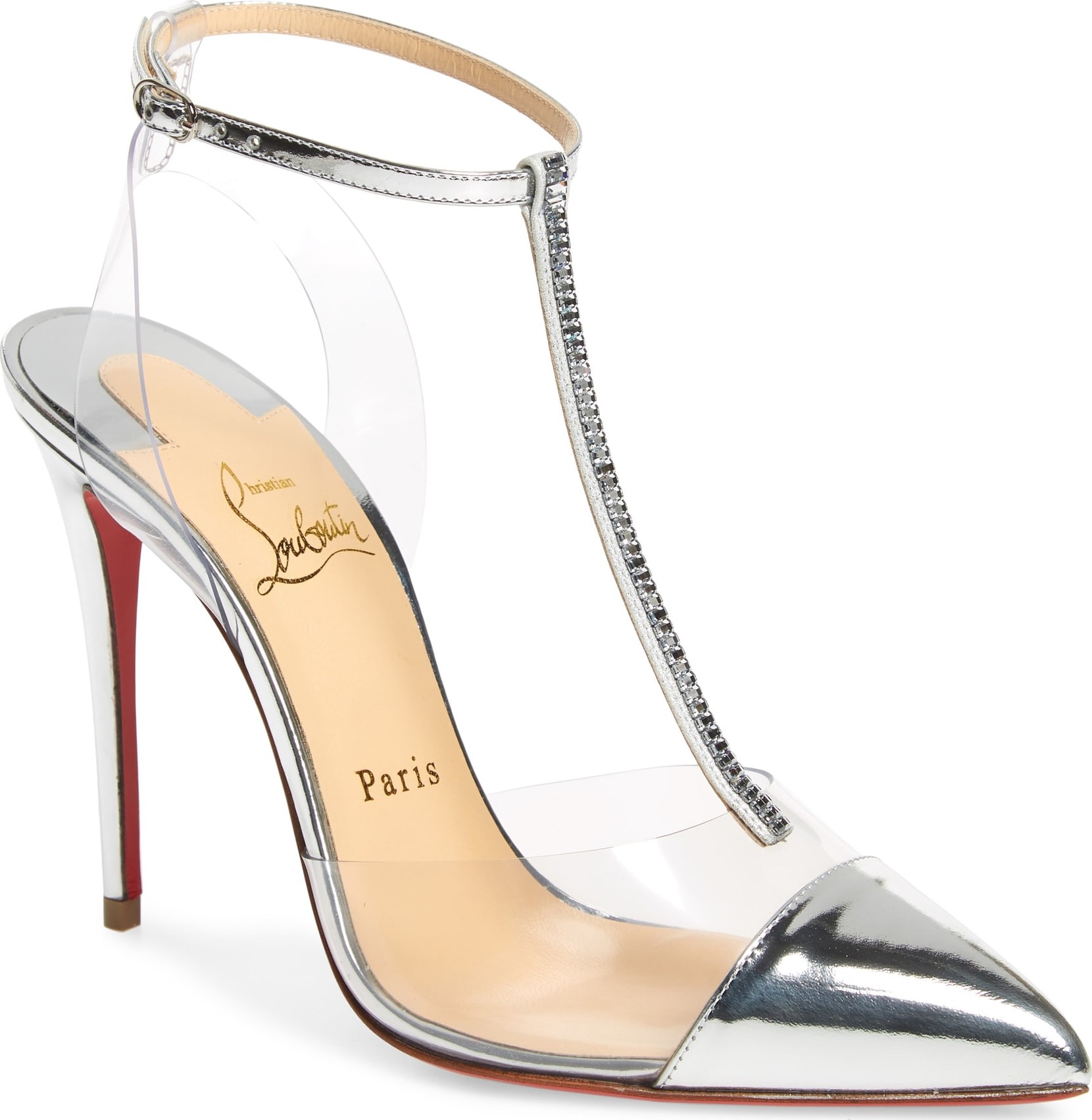 Christian Louboutin Nosy Crystal Embellished T-Strap Pump