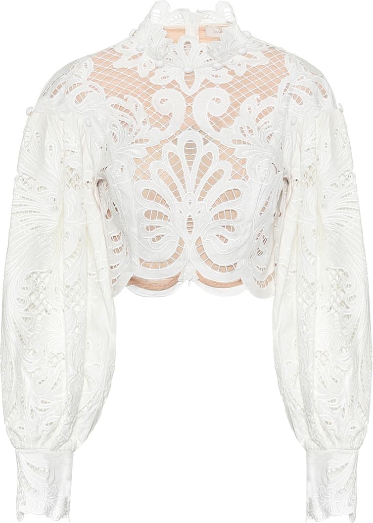 Zimmermann Wavelength linen crop top