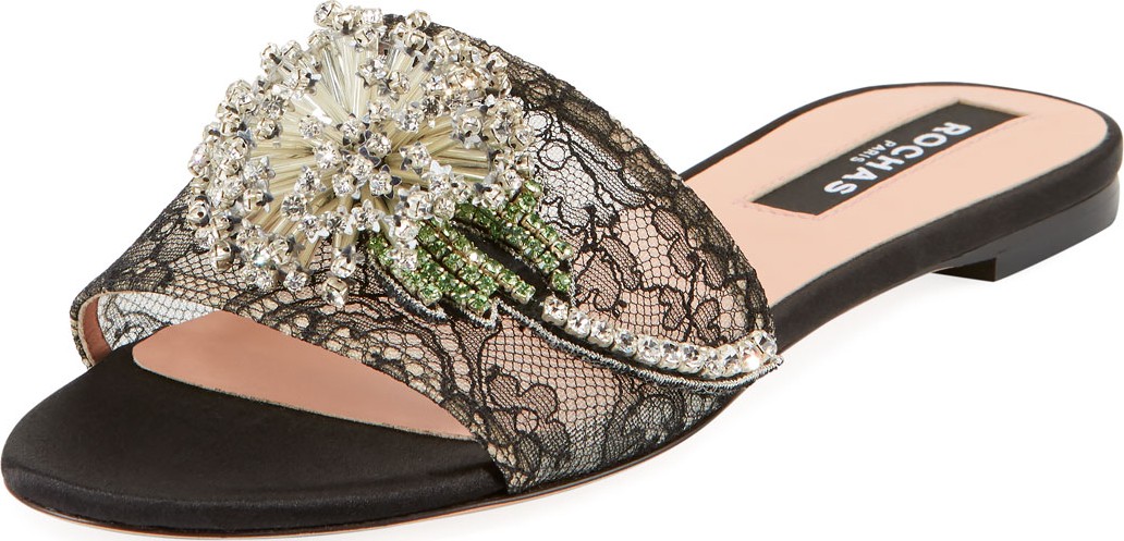 ROCHAS Dandelion Lace Slide Sandals