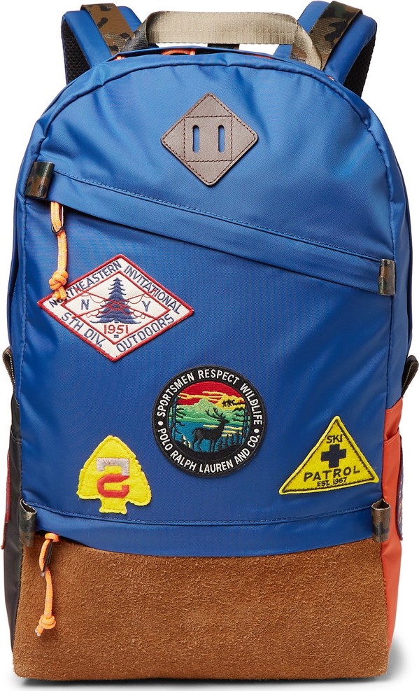 Polo Ralph Lauren Appliquéd Faux Suede and Nylon Backpack