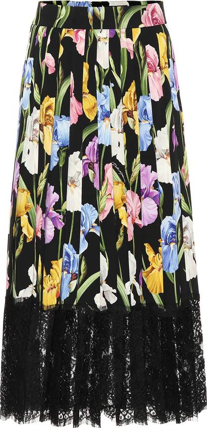 Dolce & Gabbana Floral stretch silk charmeuse skirt