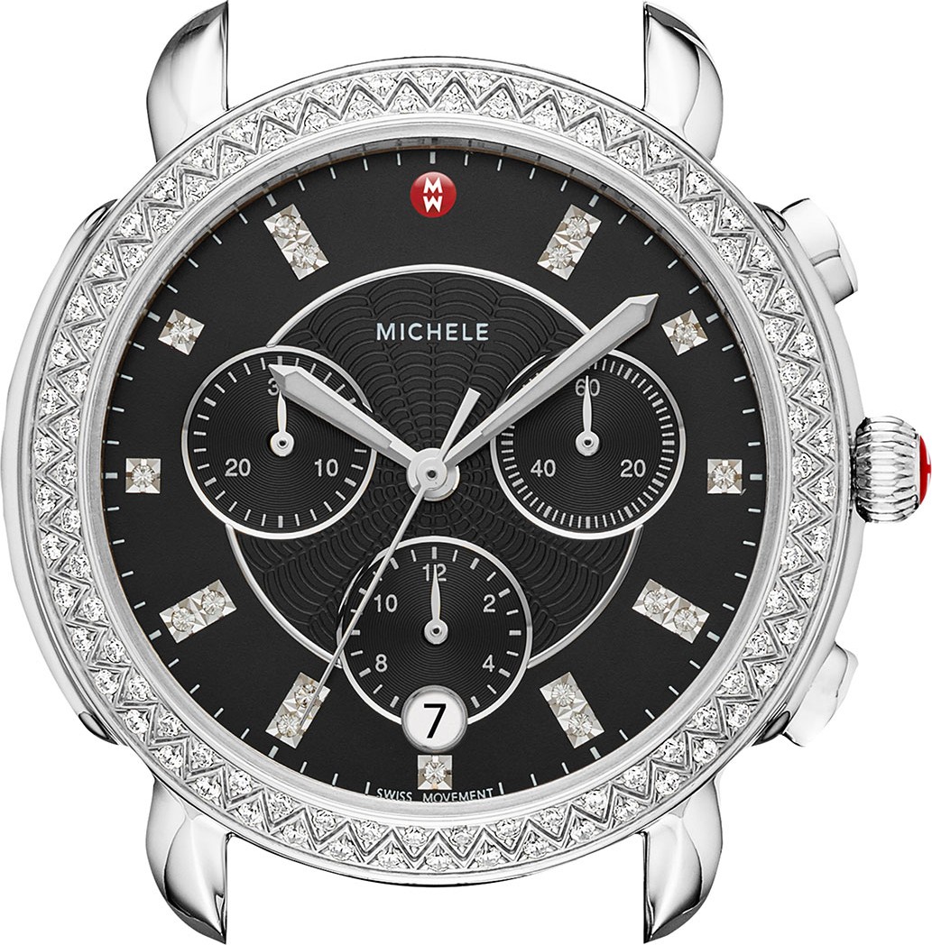 MICHELE 38mm Sidney Diamond Chronograph Watch Head, Black/Silver