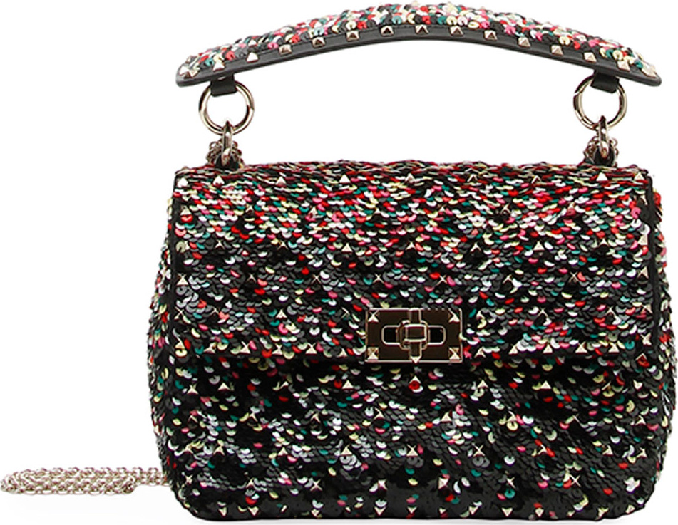 Valentino Spike.It Medium Sequined Shoulder Bag
