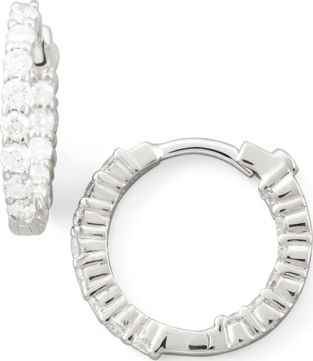 Roberto Coin 16mm White Gold Diamond Huggie Hoop Earrings, .76ct