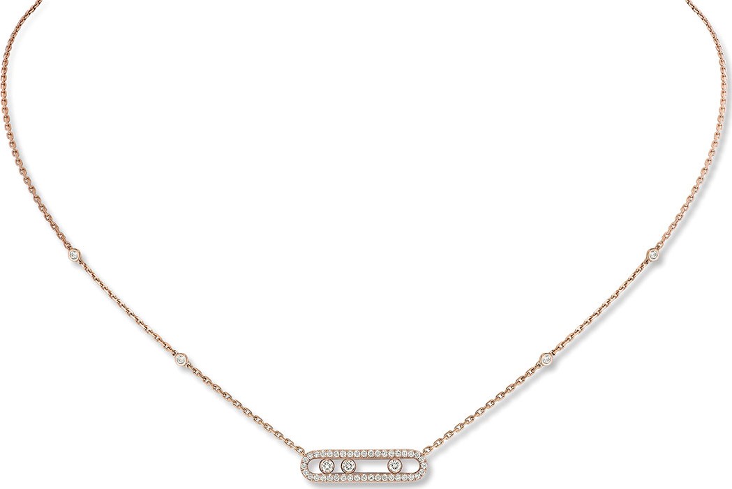 Messika Baby Move 18k Pink Gold Diamond Pave Necklace