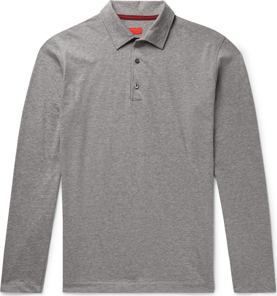 Isaia Mélange Cotton-Jersey Polo Shirt
