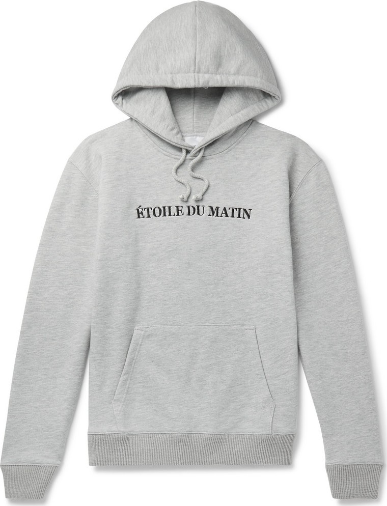 Resort Corps Embroidered Mélange Loopback Cotton-Jersey Hoodie