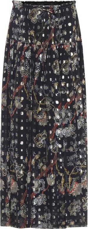 Chloe Silk fil coupé midi skirt