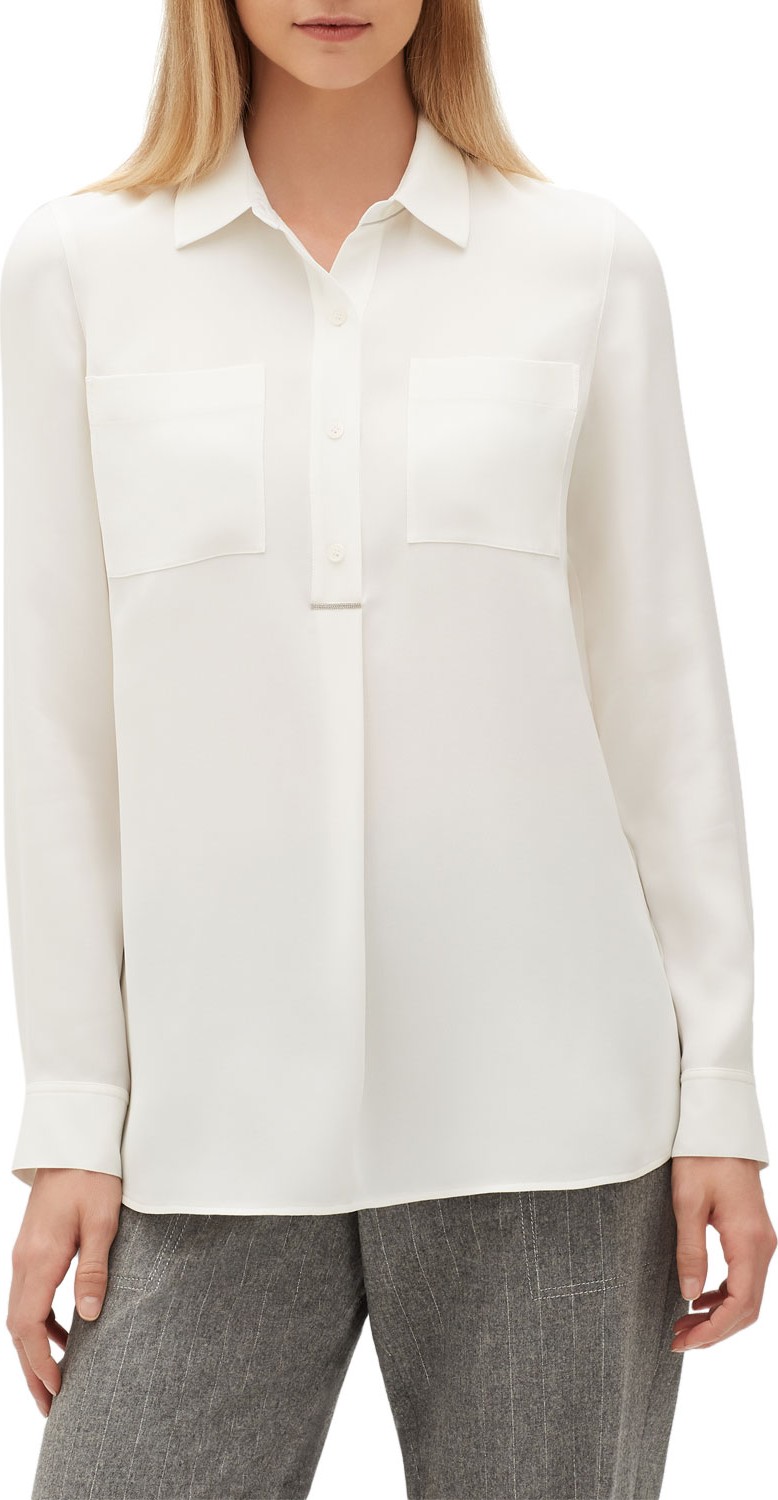 Lafayette 148 New York Prianka Silk Quarter-Button Blouse