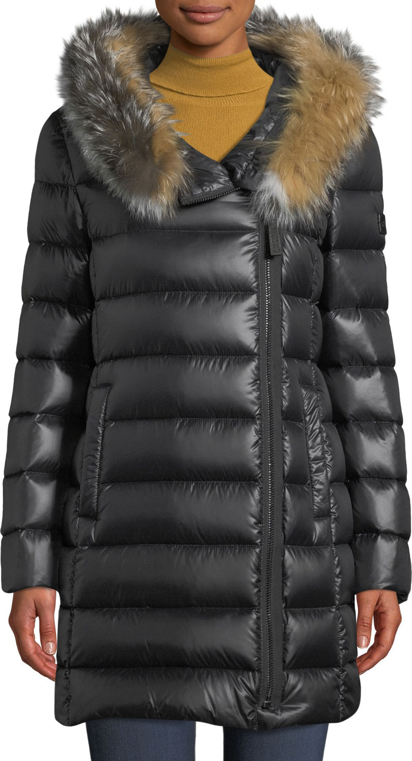 Derek Lam 10 Crosby Down-Filled Puffer Coat w/ Tricolor Fur Hood