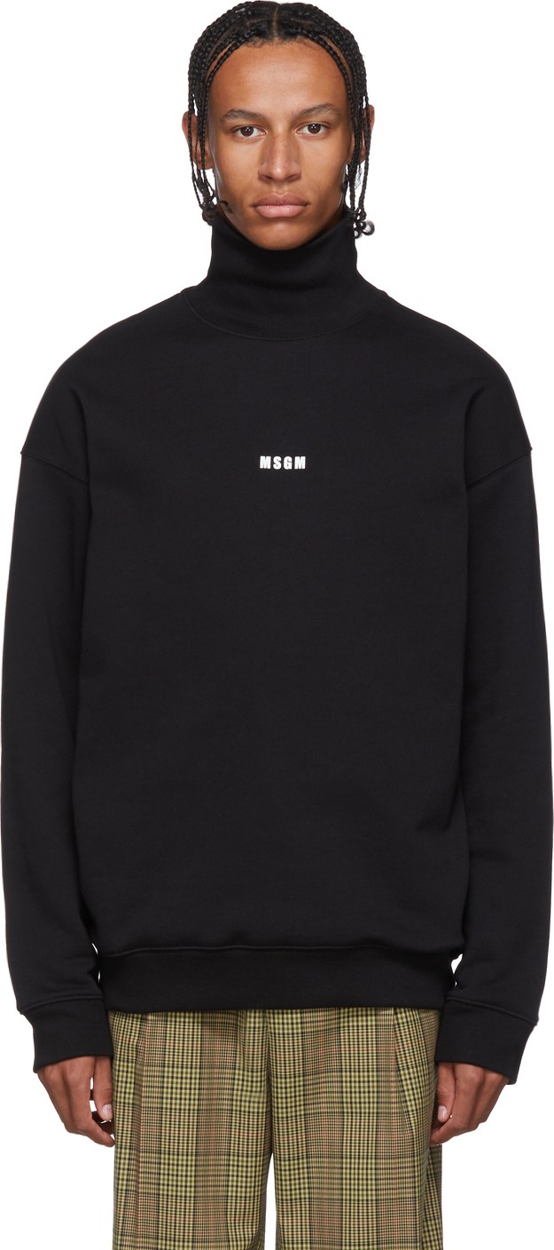 MSGM Black Micro Logo Turtleneck