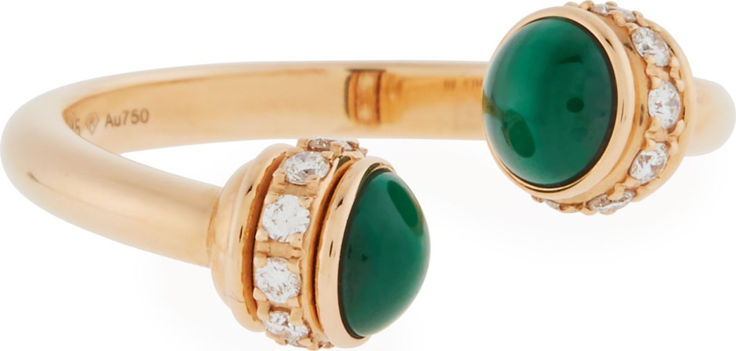 Piaget Possession 18k Rose Gold Malachite & Diamond Ring, Size 52