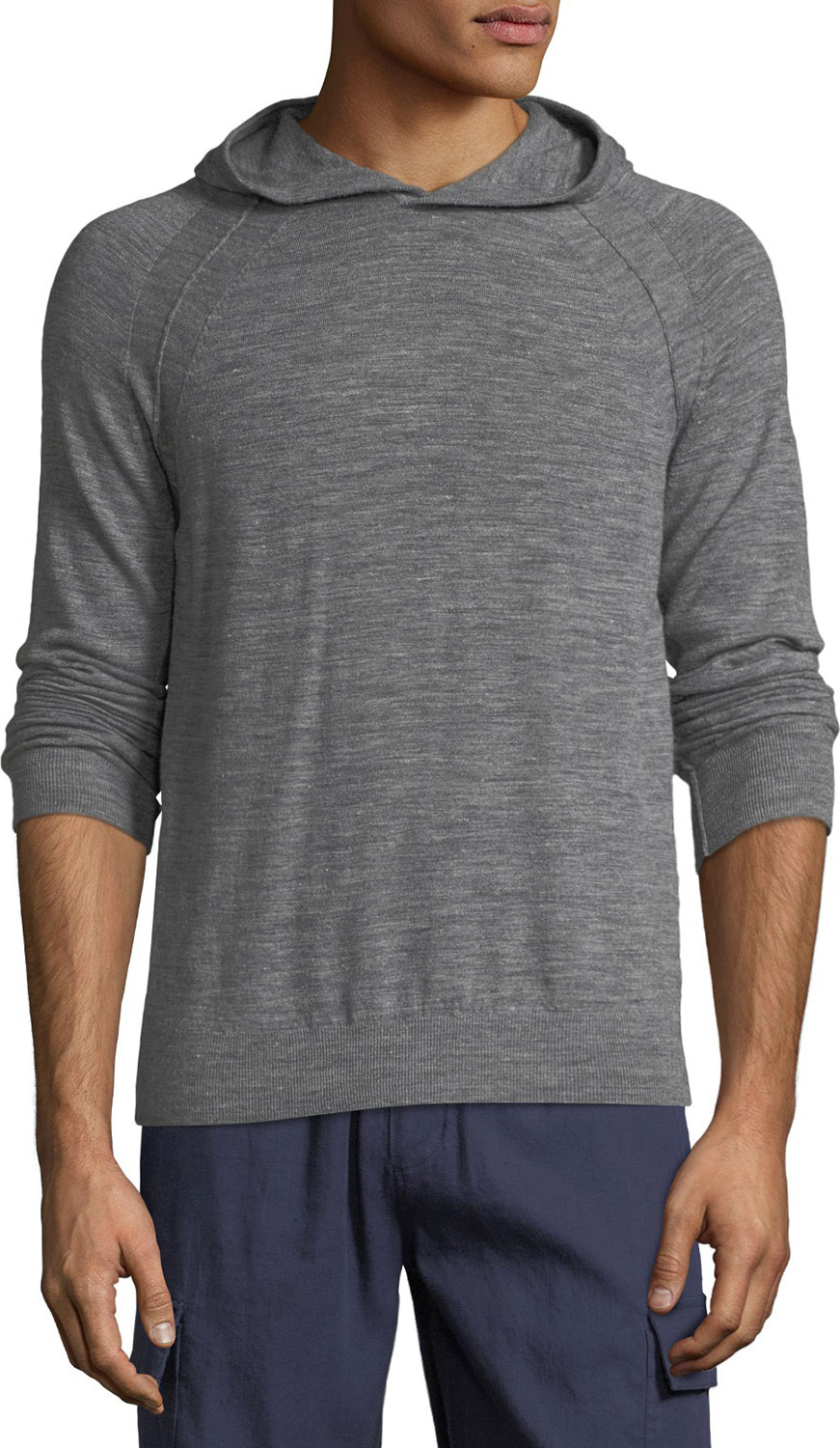 Vince Men's Seamed Heathered-Knit Pullover Hoodie