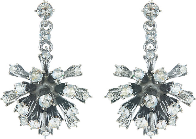 Oscar De La Renta Crystal Dandelion Drop Earrings