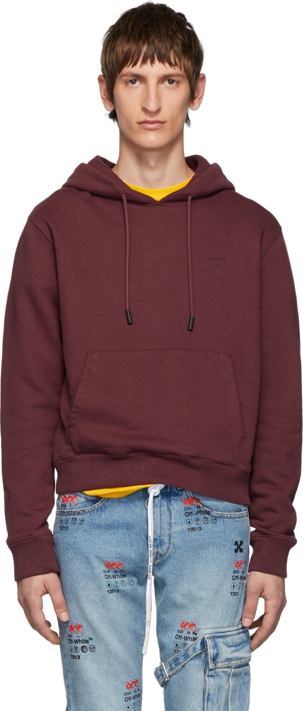 Off White Burgundy Logo Slim Hoodie