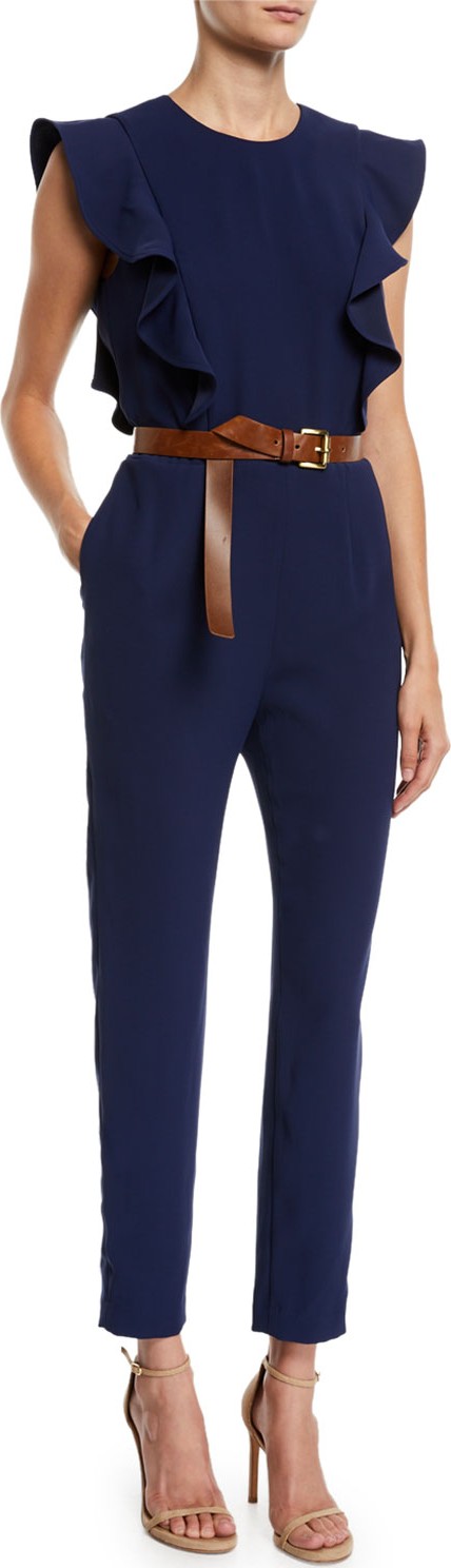MICHAEL MICHAEL KORS Belted Ruffle Jumpsuit