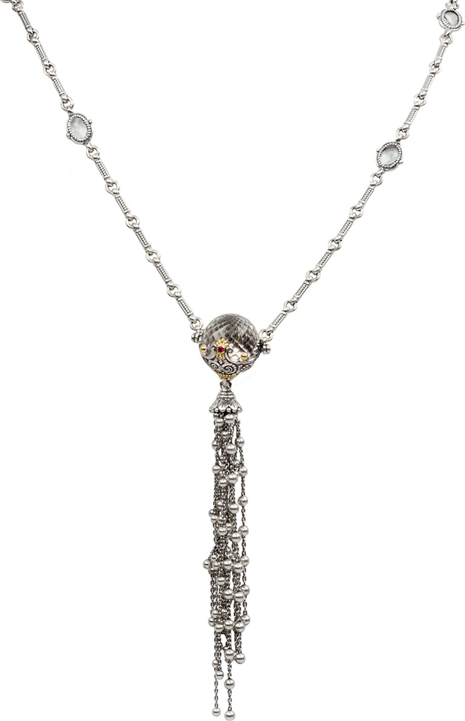 Konstantino Pythia Crystal & Corundum Tassel Necklace