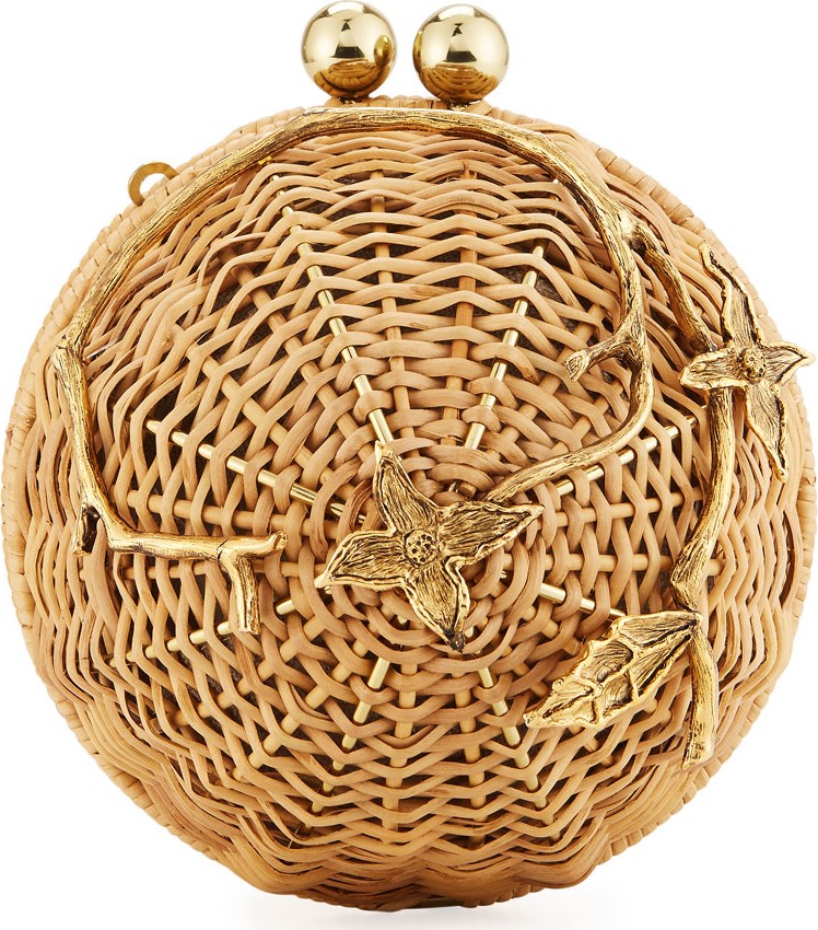 Wai Wai Rattan Brass Lulu Circle Crossbody Bag