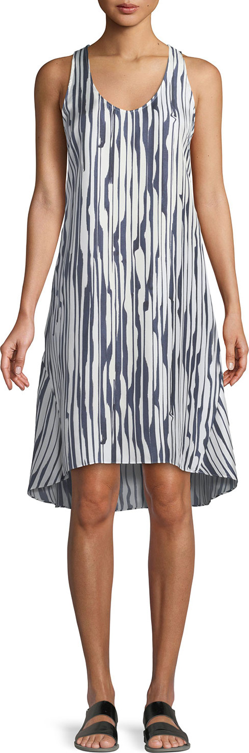 Theory Adlerdale Broken-Stripe Silk Twill Dress