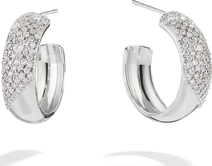 Lana 14k White Gold Cluster Diamond Hoop Earrings
