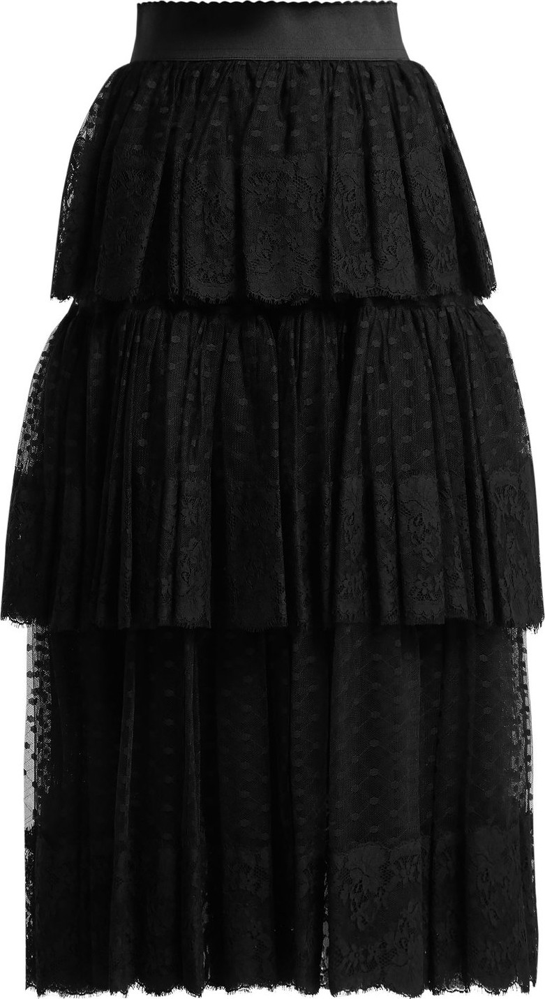 Dolce & Gabbana Tiered tulle and lace midi skirt