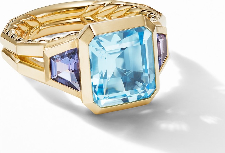 David Yurman Novella 3-Stone Ring in 18K Yellow Gold