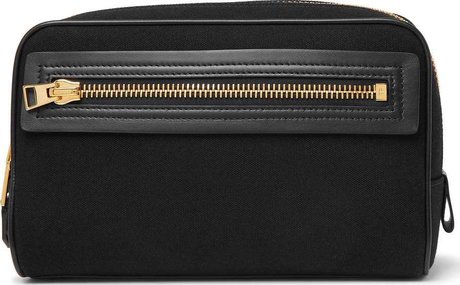 TOM FORD Leather-Trimmed Canvas Wash Bag