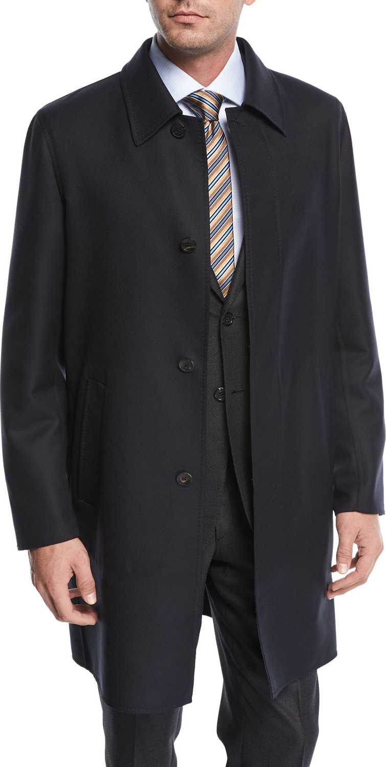 Brioni Single-Breasted Wool Button-Front Car Coat