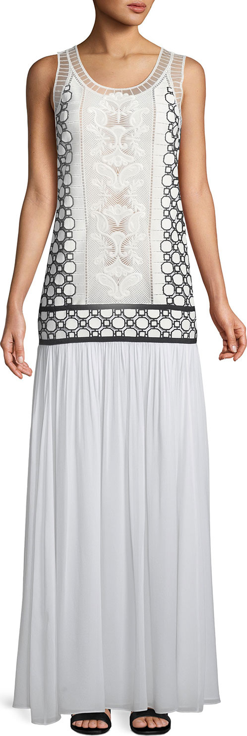 Tory Burch Helena Beaded Silk Georgette Drop-Waist Dress