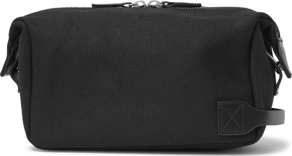 SATURDAYS NYC Leather-Trimmed Cotton-Canvas Wash Bag
