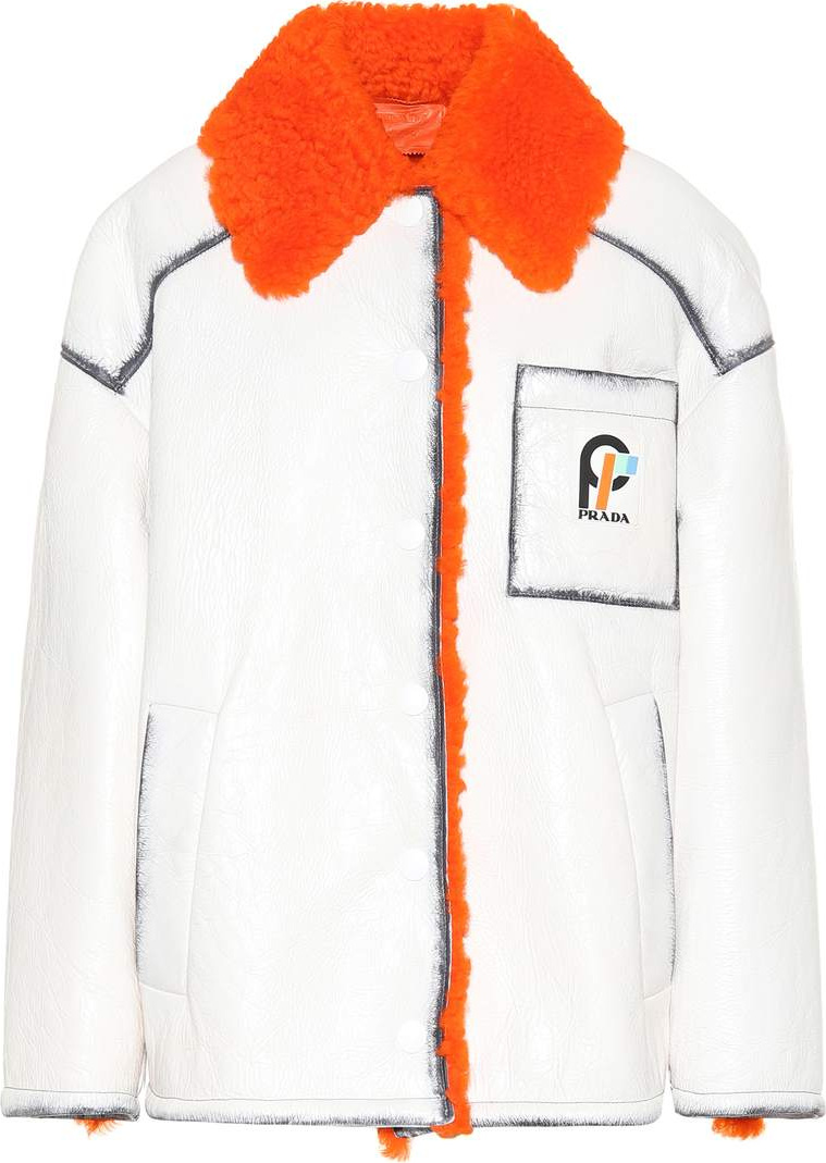 Prada Shearling-trimmed leather jacket