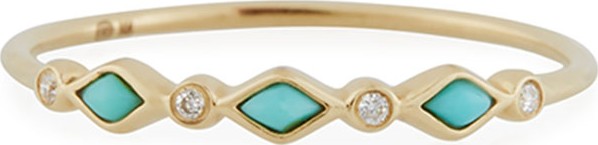 Sydney Evan Turquoise Bezel & Diamond Stacking Ring