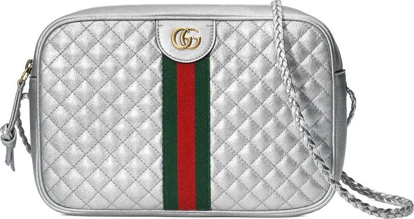 Gucci silve Laminated leather small shoulder bag