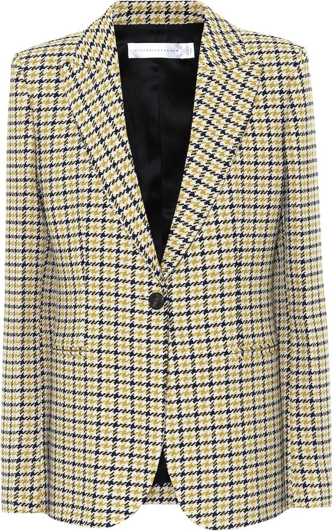 Victoria Beckham Houndstooth wool-blend blazer