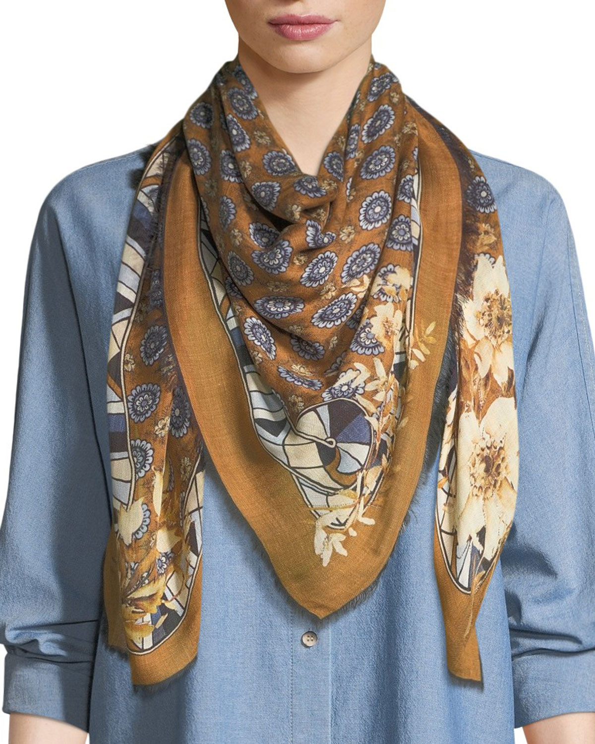 Lafayette 148 New York Gallant Blooms Square Scarf