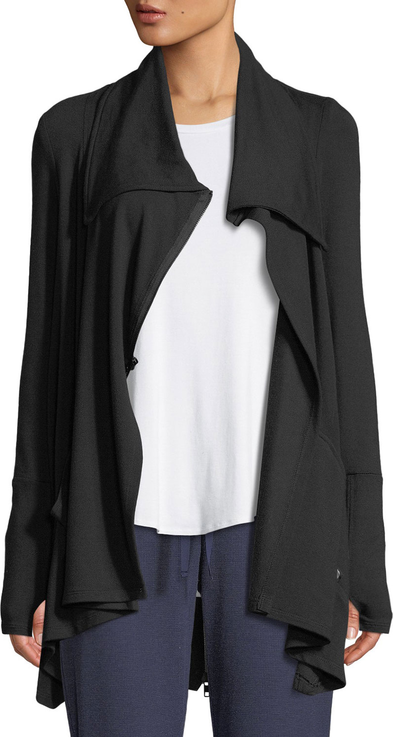 Terez Draped French Terry Zip-Front Jacket