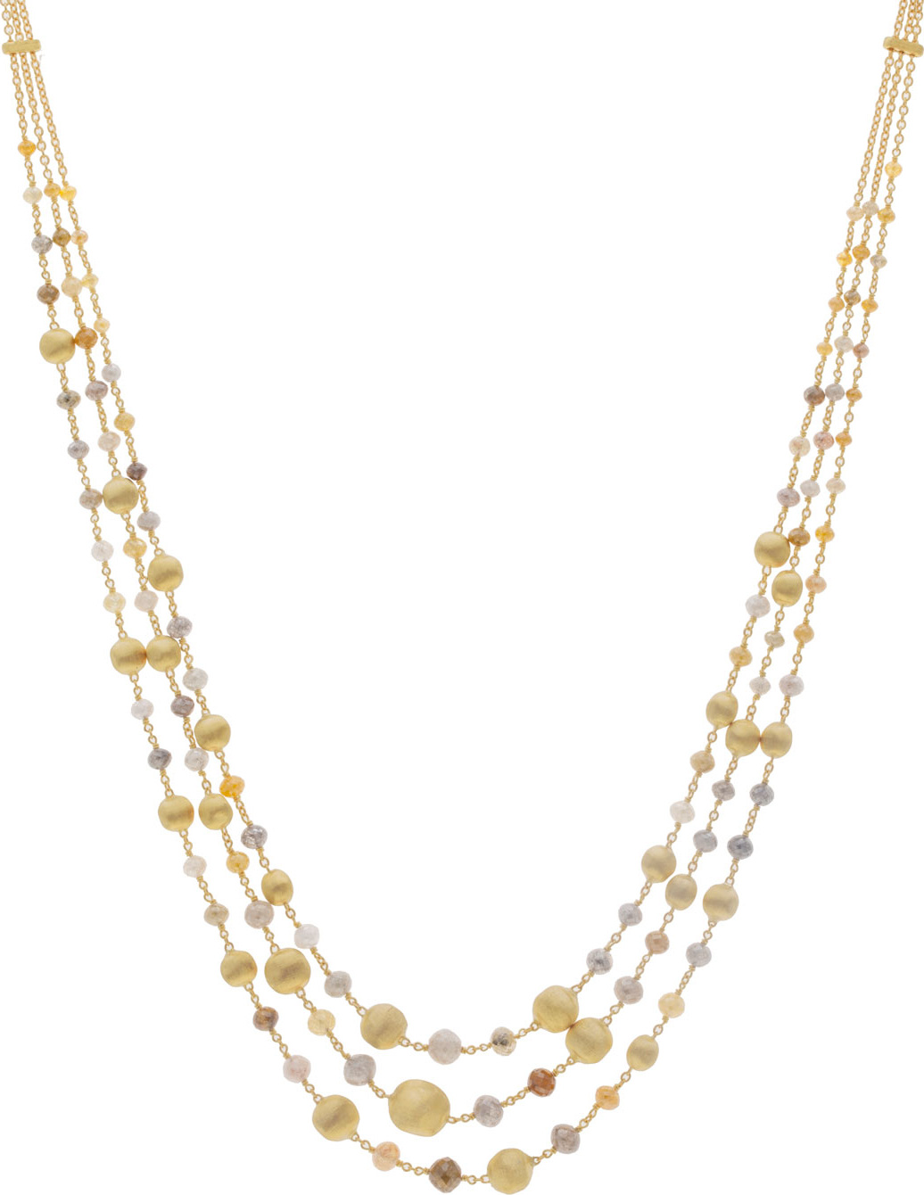 Marco Bicego Africa Unico 18k Gold Raw Diamond 3-Strand Necklace