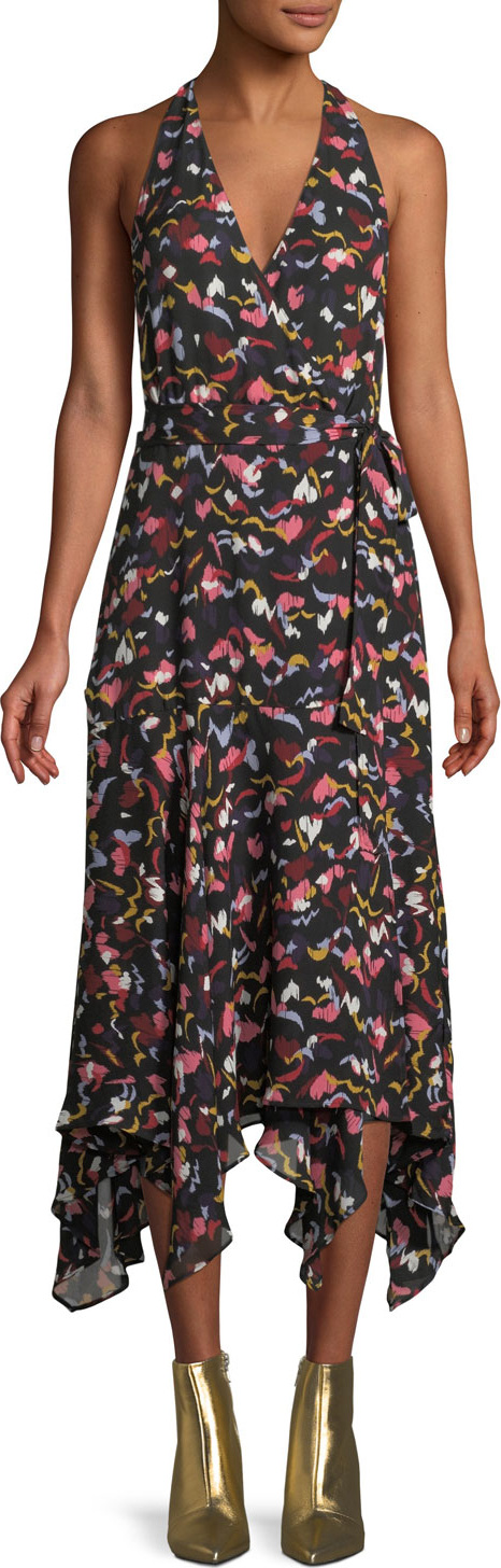 A.L.C. Roslyn Hearts Silk Sleeveless Midi Dress