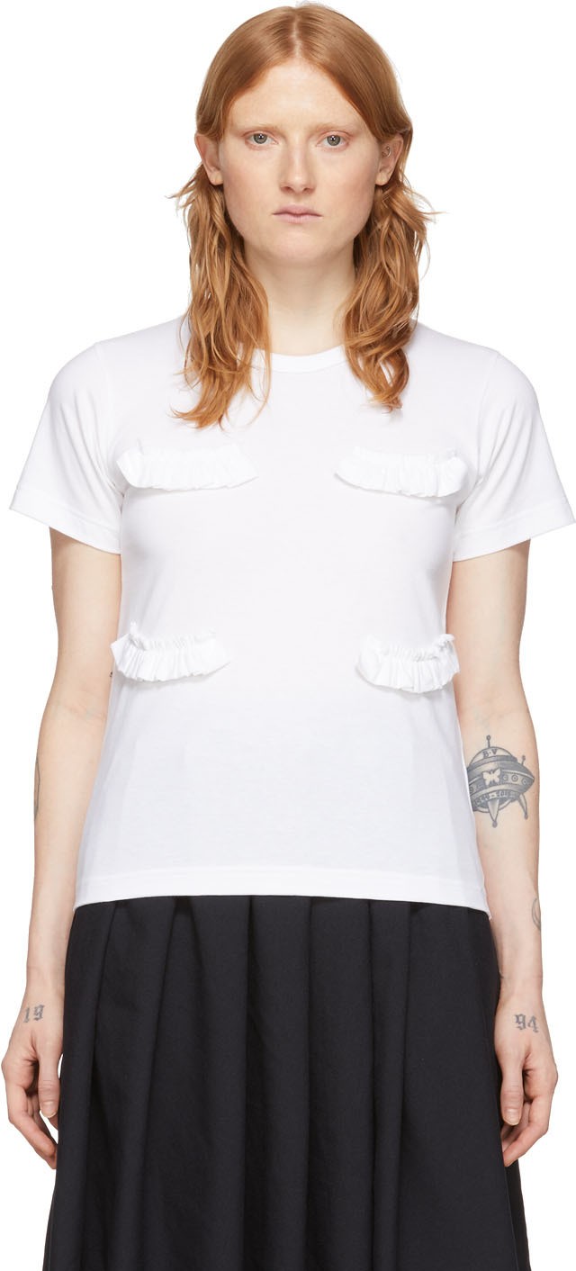 Comme Des Garçons Girl White Ruffle T-Shirt