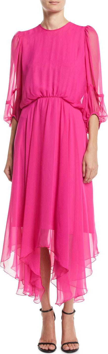 Camilla And Marc Dylan Midi Dress w/ Handkerchief Skirt