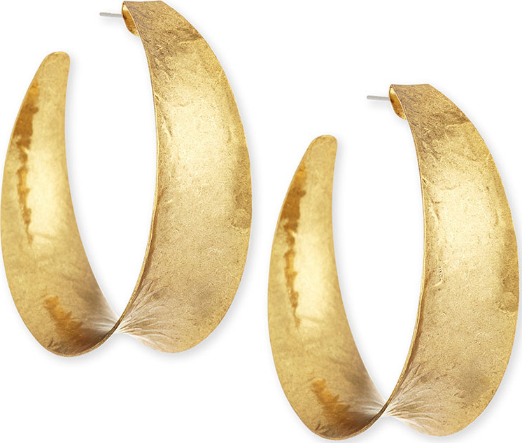 NEST Jewelry Hammered Brass Graduated Hoop Earrings