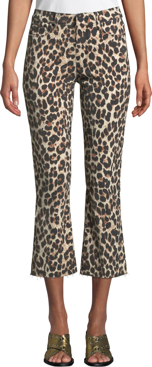PAIGE Colette Flared Leopard-Print Cropped Jeans