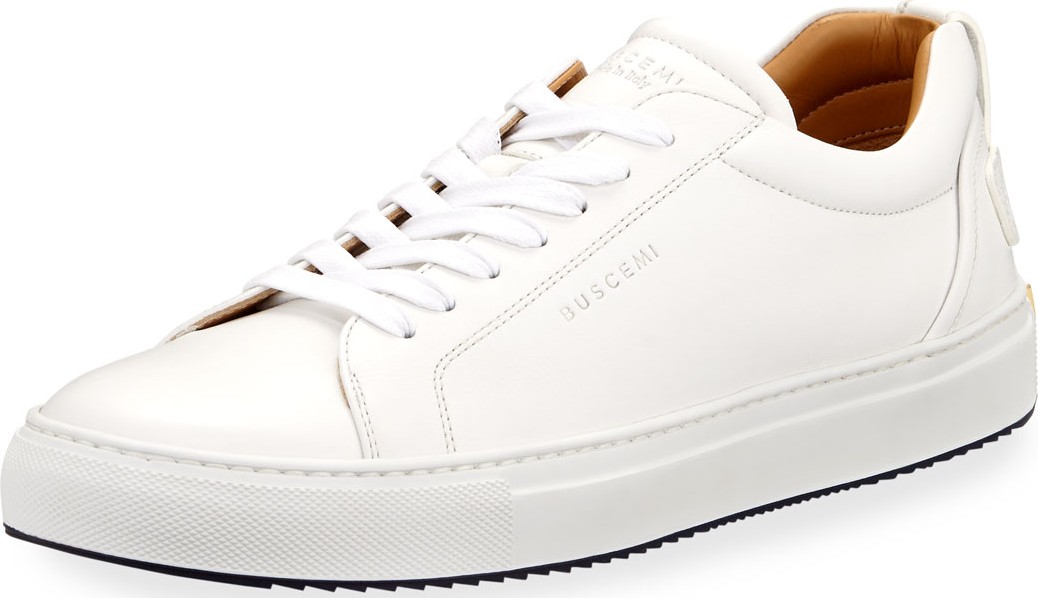 Buscemi Men's Lyndon Leather Low-Top Sneakers, White