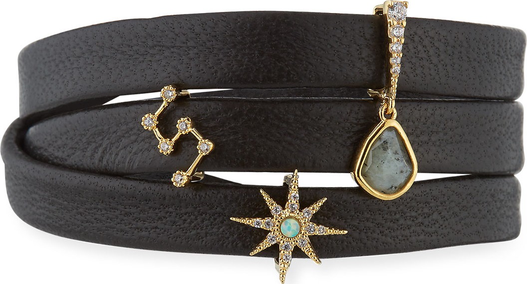 Tai Leather Wrap Charm Bracelet, Black
