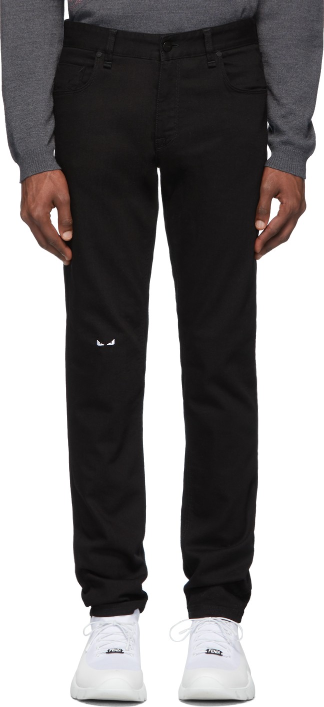 Fendi Black Bag Bugs Knee Jeans