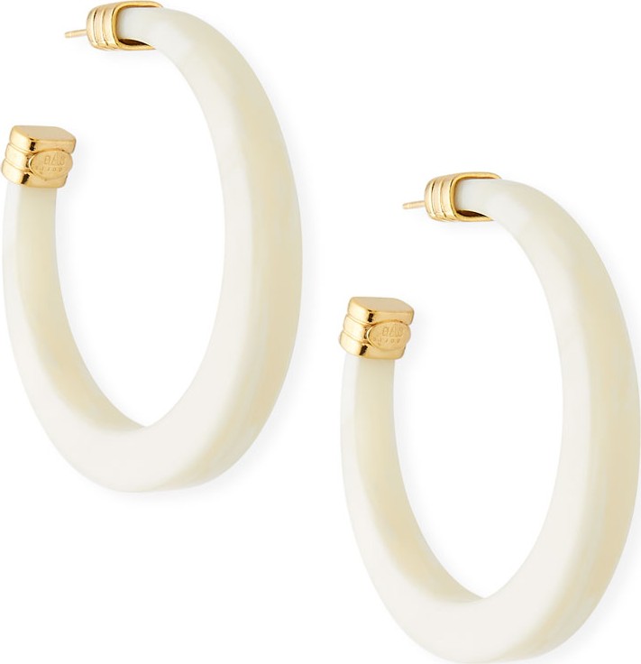 GAS Bijoux Caftan Acetate Hoop Earrings, White
