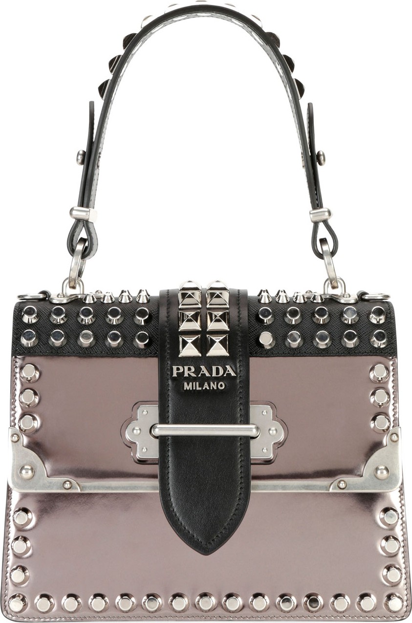 Prada Studded Cahier Top-Handle Bag