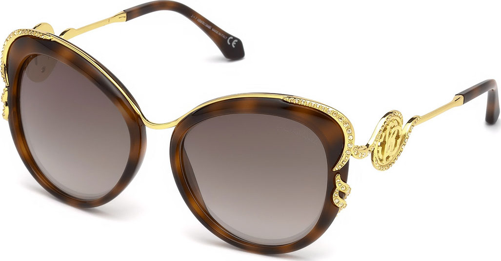 Roberto Cavalli Square Acetate & Metal Crystal-Trim Mirrored Sunglasses